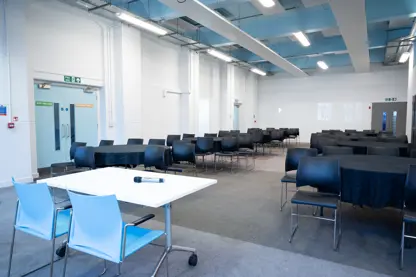 Blue Hall set up for cabaret