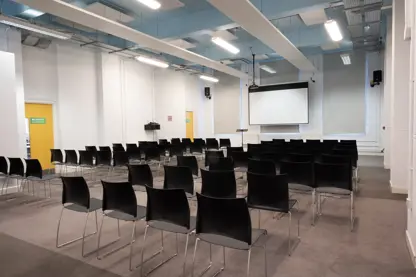 Blue hall set up theatre style