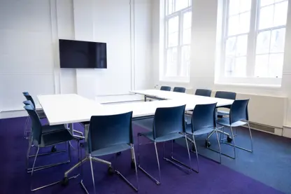 Living room set up for horseshoe