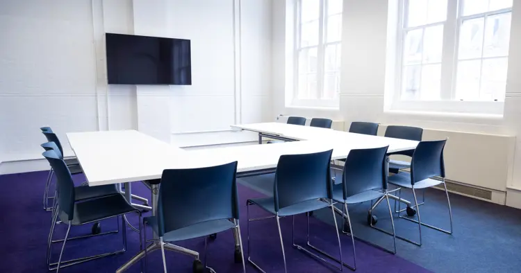 Living room set up for horseshoe