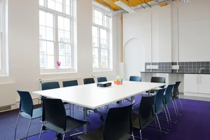 Living room set up as board room