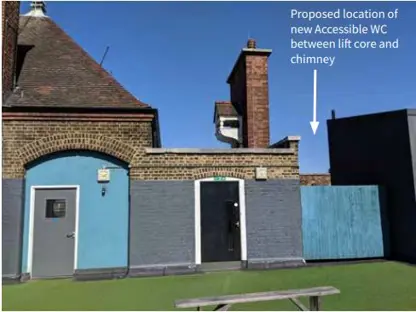 Proposed location of new Accessible WC between lift core and chimney