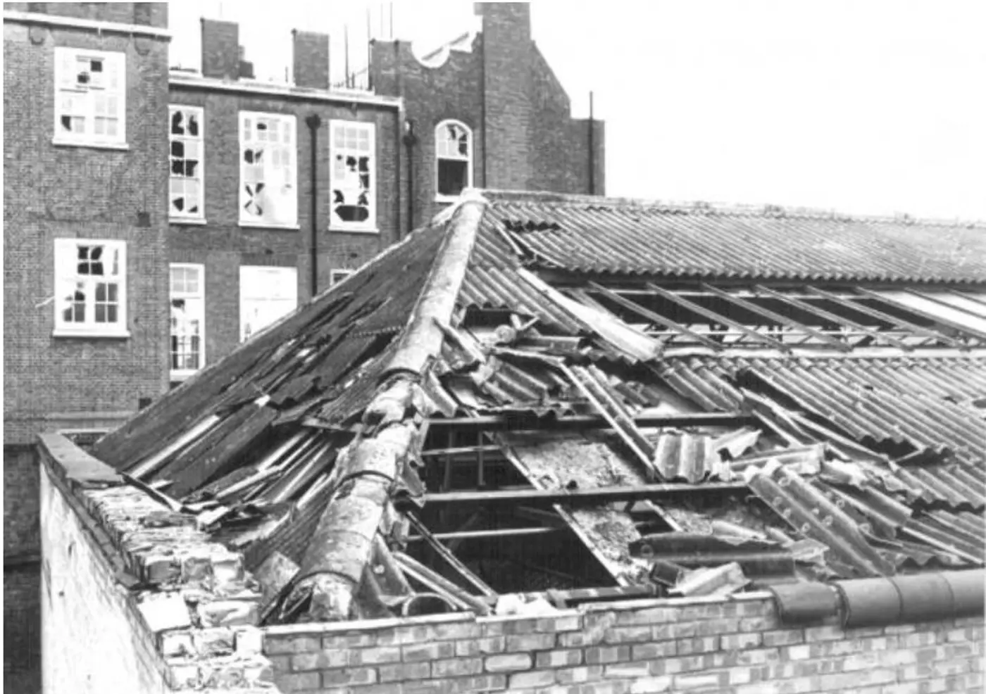 Bomb damage to the school