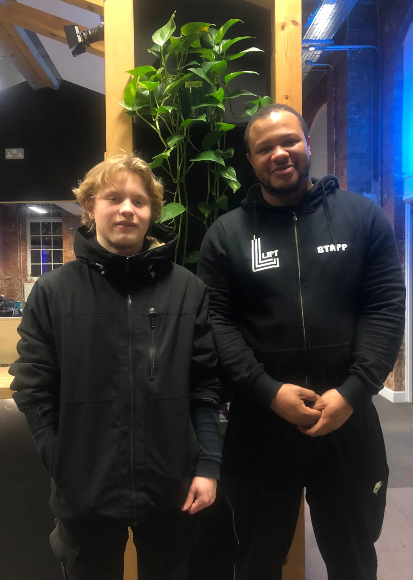 Pasha with youth worker Nathan